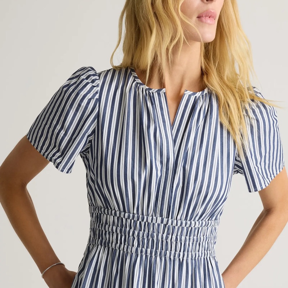 Quince Black and White Striped Maxi Dress